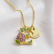 Women's Personalised Floral 'E' Initial Necklace in Gold