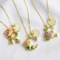 Personalised Floral Initial Necklace in Gold