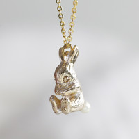 3D Bunny Necklace in Silver and Gold