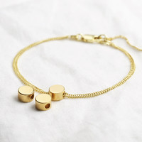Gold Sterling Silver Circle Bead Bracelet