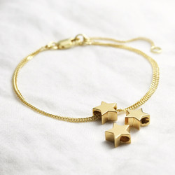 Gold Sterling Silver Star Bead Bracelet