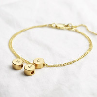 Personalised Gold Sterling Silver Circle Bead Bracelet