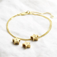 Personalised Gold Sterling Silver Star Bead Bracelet