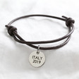 Lisa Angel Brown Personalised Leather and Stainless Steel Charm Bracelet