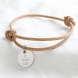 Lisa Angel Tan Personalised Leather and Stainless Steel Charm Bracelet