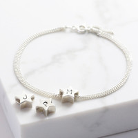 Personalised Sterling Silver Star Bead Bracelet