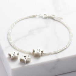 Personalised Sterling Silver Star Bead Bracelet
