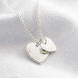 Lisa Angel Ladies' Hand-Stamped Personalised Sterling Silver Double Heart Charm Necklace