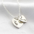 Lisa Angel Ladies' Personalised Engraved Sterling Silver Double Heart Charm Necklace