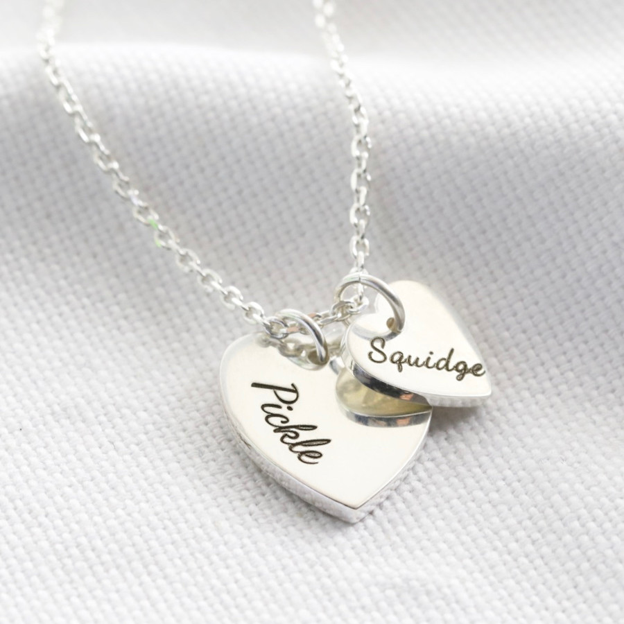 Personalised Sterling Silver Double Heart Necklace | Lisa Angel