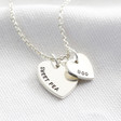 Lisa Angel Personalised Hand-Stamped Sterling Silver Double Heart Charm Necklace