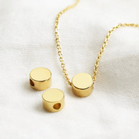 Gold Sterling Silver Circle Bead Necklace