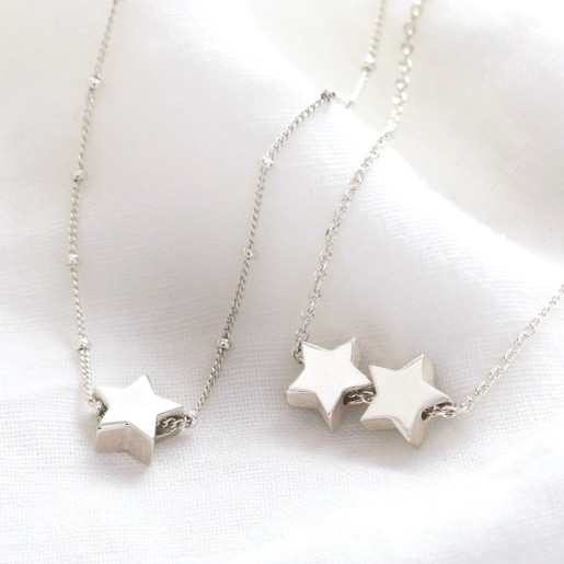 Sterling Silver Star Bead Necklace