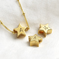 Personalised Gold Sterling Silver Star Bead Necklace