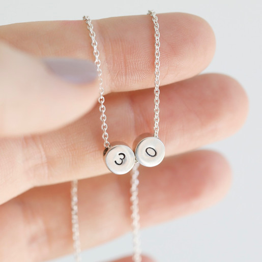 Sterling Silver Mini Diamond Initial Charm Letter U Hand Stamped Pendant With 18 Silver Bead Chain