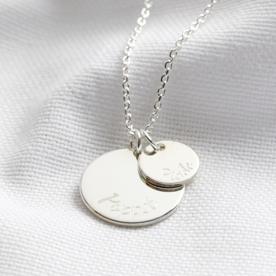 Sterling Silver Double Disc Charm Necklace | Lisa Angel