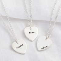 Personalised Sterling Silver Heart Charm Necklace