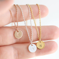 Personalised Sterling Silver Initial Disc Charm Necklace
