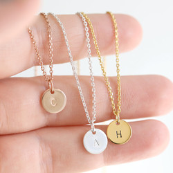 Personalised Sterling Silver Initial Disc Charm Necklace