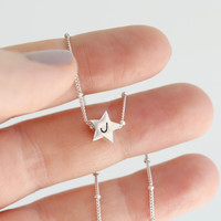 Personalised Sterling Silver Star Bead Necklace