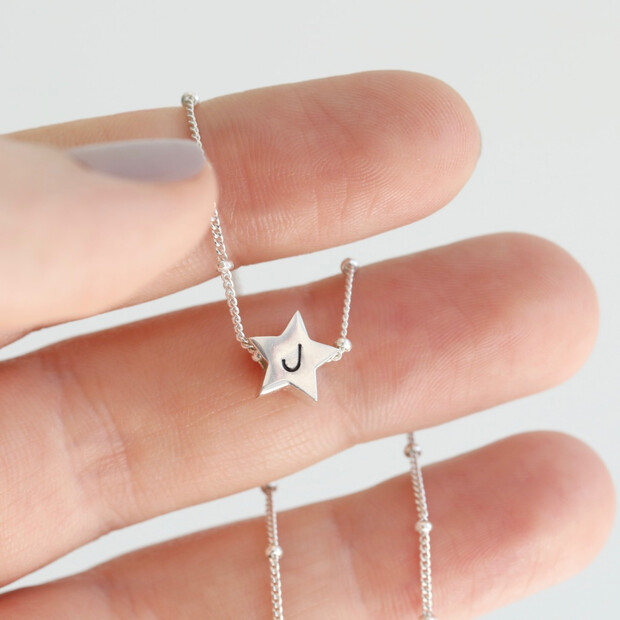 Personalised Sterling Silver Star Bead Necklace Personalised Sterling Silver Star Bead Necklace