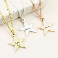 Personalised Sterling Silver Star Charm Necklace