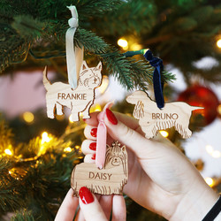 Personalised Wooden Dog Hanging Decoration