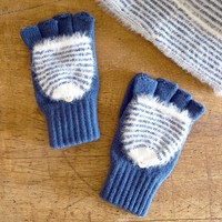 Blue and White Striped Mittens