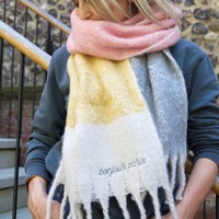 Personalised Embroidered Oversized Block Colour Scarf