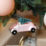 Pink Car with Bristly Christmas Tree Bauble
