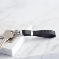Personalised Black Leather Keyring with Stainless Steel Rings