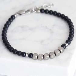 Personalised Men's Black Onyx & Stainless Steel Bead Chain Bracelet
