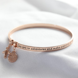 'Adventure' Meaningful Word Bangle in Rose Gold