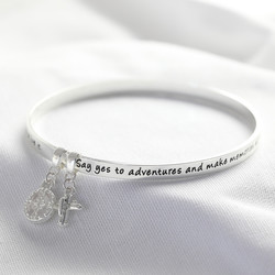 'Adventure' Meaningful Word Bangle in Silver