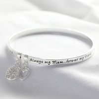 'Always My Mum' Meaningful Word Bangle in Silver