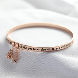 'Daughter' Meaningful Word Bangle in Rose Gold