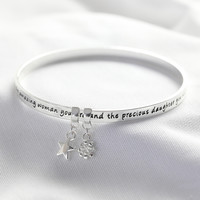 'Daughter' Meaningful Word Bangle in Silver
