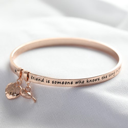 'Friend' Meaningful Word Bangle in Rose Gold
