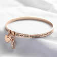 Lisa Angel Ladies' 'Never Forgotten' Meaningful Word Bangle in Rose Gold