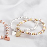 Personalised Mixed Metal Beaded Hearts Bracelet