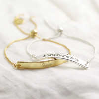 Personalised Box Chain and Curved Bar Bracelet