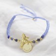 Lisa Angel Blue Bumblebee Personalised Gold Charm and Cord Bracelet
