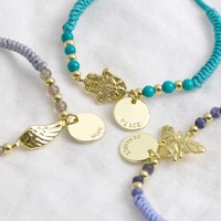 Personalised Gold Charm and Cord Bracelet