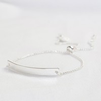 Silver Box Chain and Curved Bar Bracelet