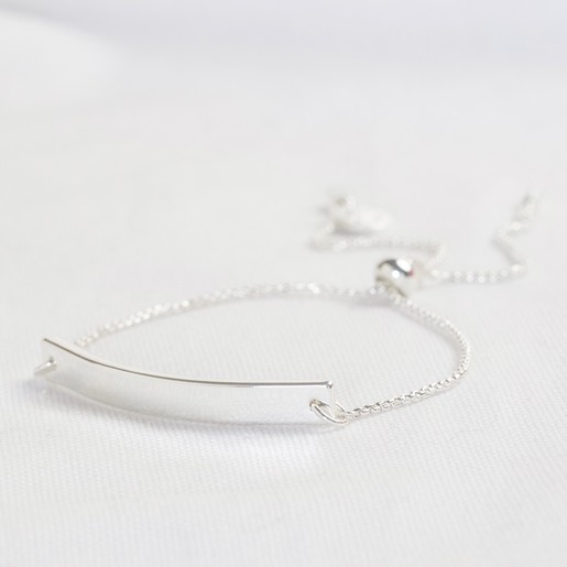 Lisa Angel Silver Box Chain and Curved Bar Bracelet
