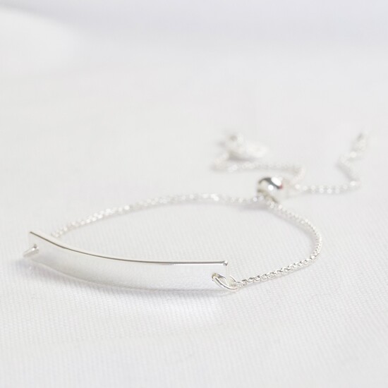 Silver Box Chain and Curved Bar Bracelet