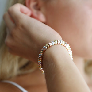 Beaded Hearts Bracelet in Silver Rose Gold and Gold