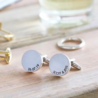 Personalised Brushed Disc Cufflinks