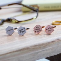 Personalised Brushed Hexagon Cufflinks