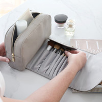 Stackers Taupe Grey Wrap Around Make Up Bag
